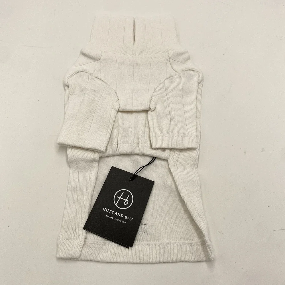 Huts And Bay Knit Dog Tee Cream‎ Medium New